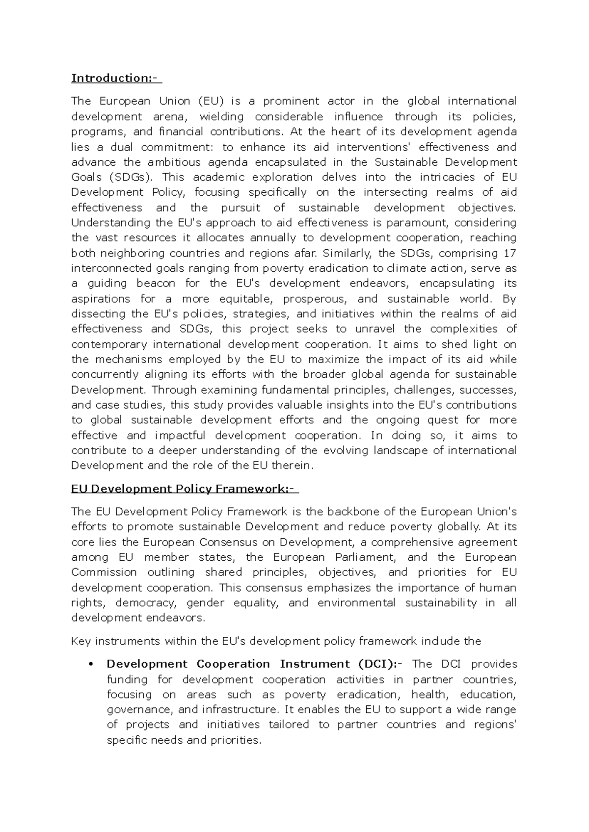 EU LAW - Aid Effectiveness and Sustainable Development Goals Overview ...