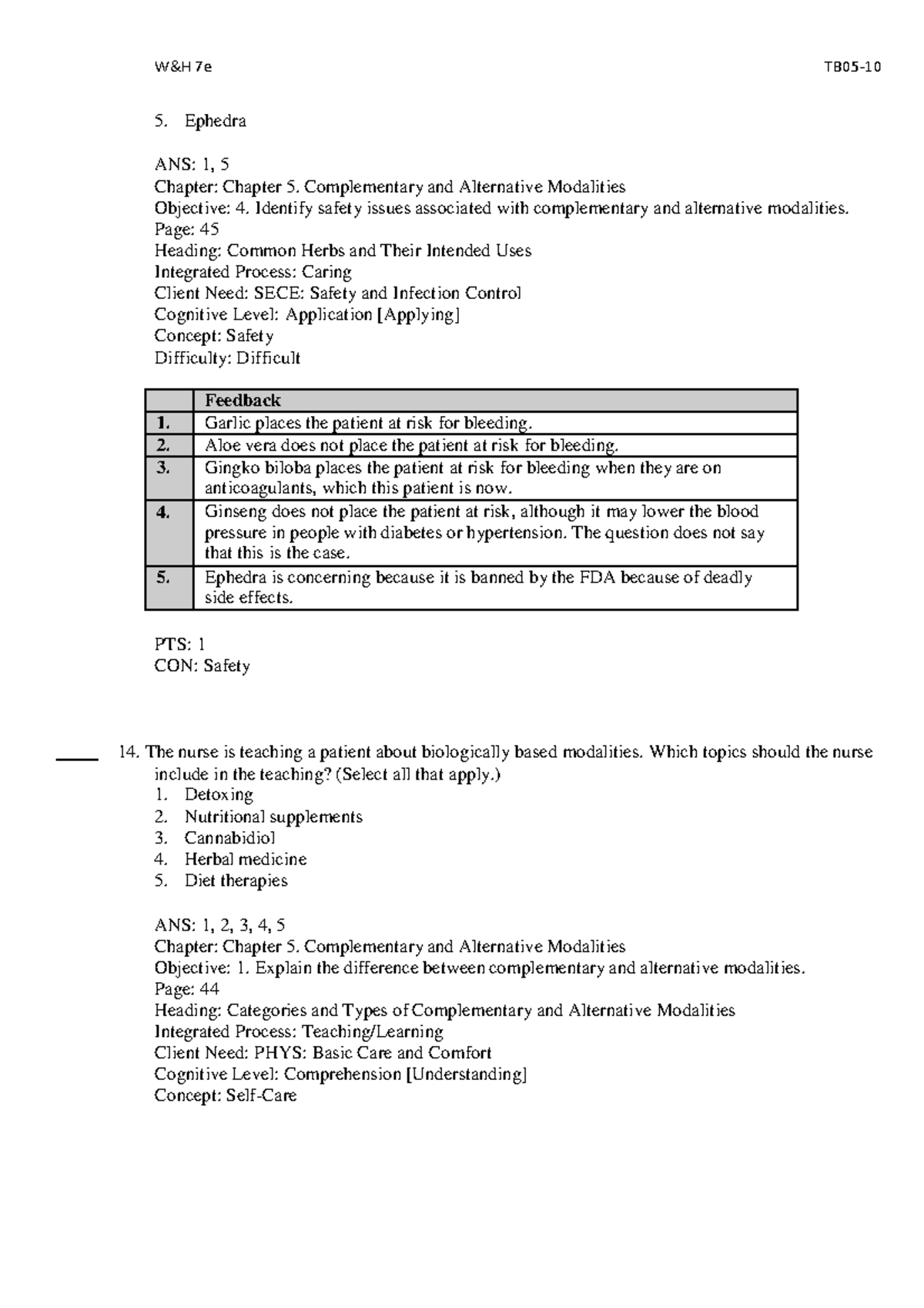 Chapter 5: Complementary & Alternative Modalities - Safety Issues (2241 ...