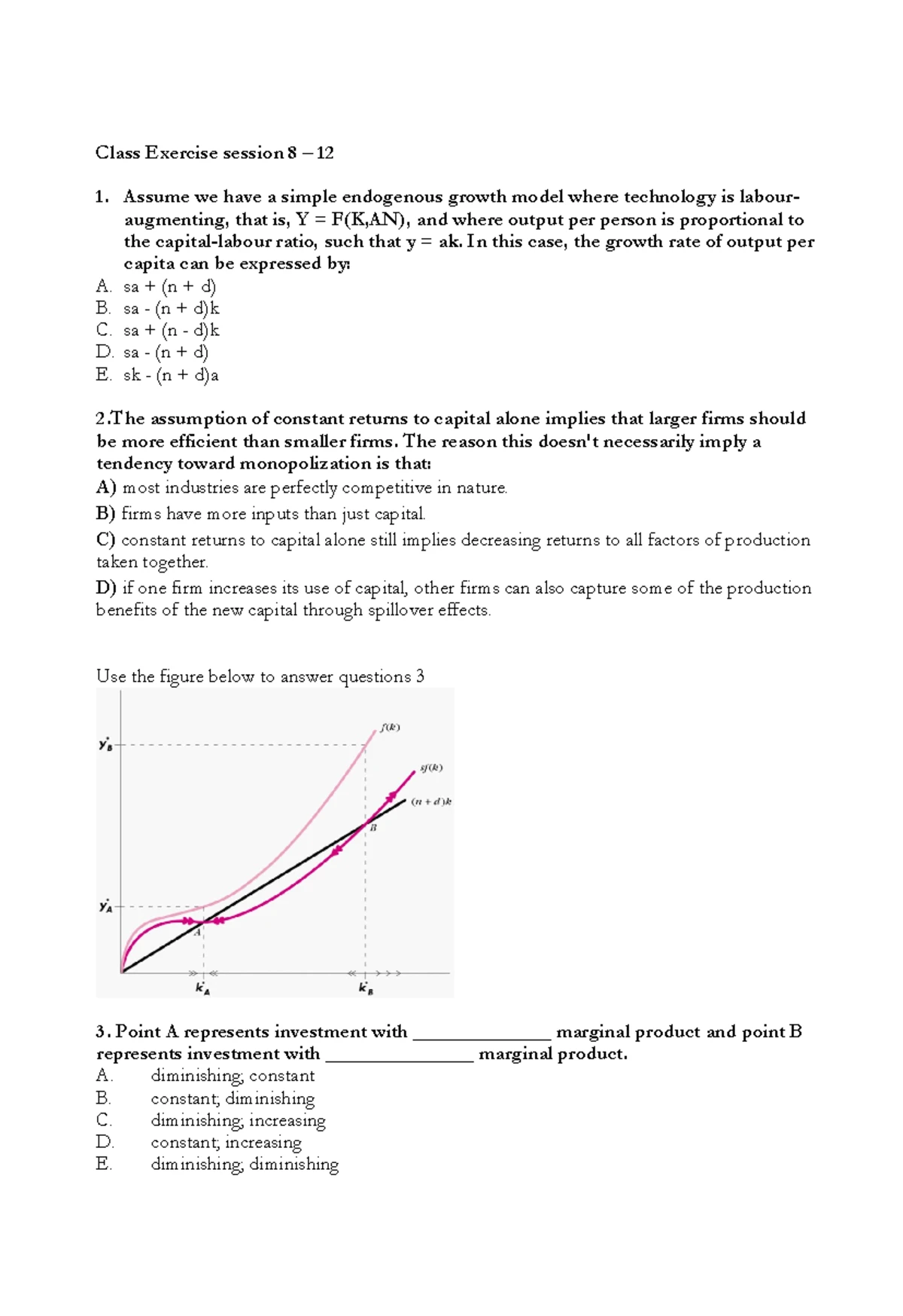 ECON315 Mathematical Economics Class Test 3 Questions & Solutions - Studocu