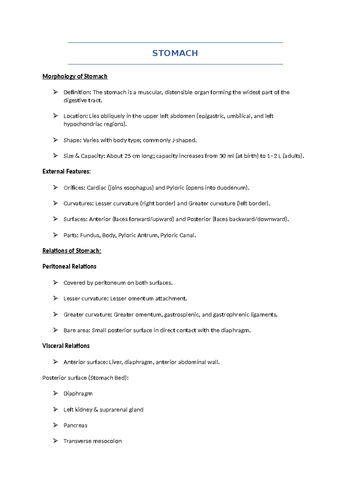 ANAT 101: Morphology and Anatomy of the Stomach - Key Features and ...