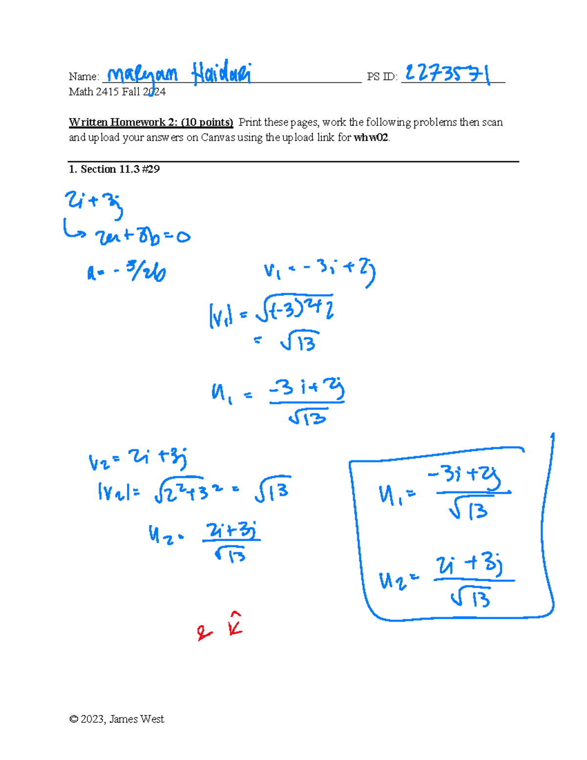 Math 2415 Fall 2024: Annotated Written Homework 2 - Studocu