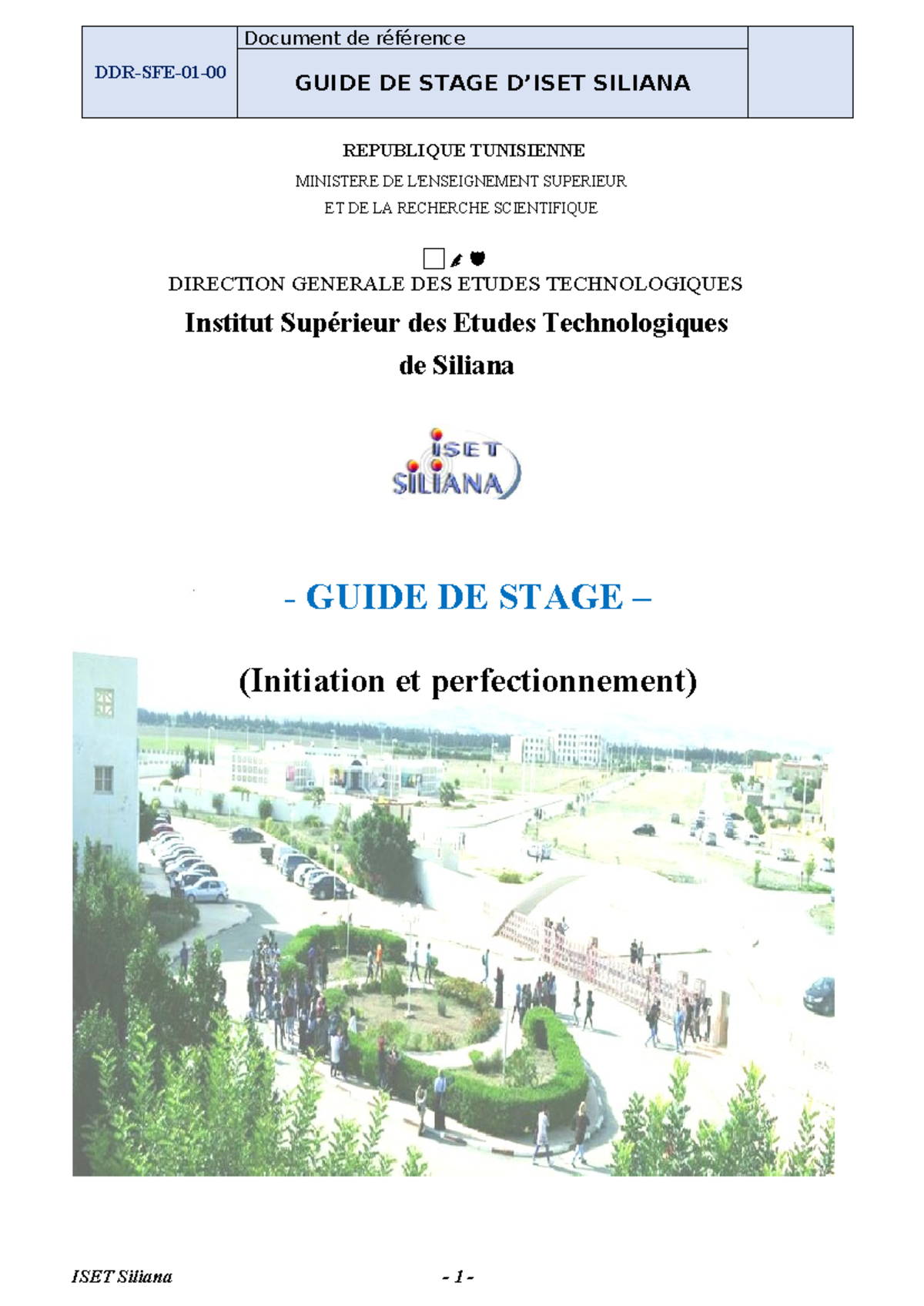 GUIDE DE STAGE ISET Siliana : Initiation et Perfectionnement - Studocu