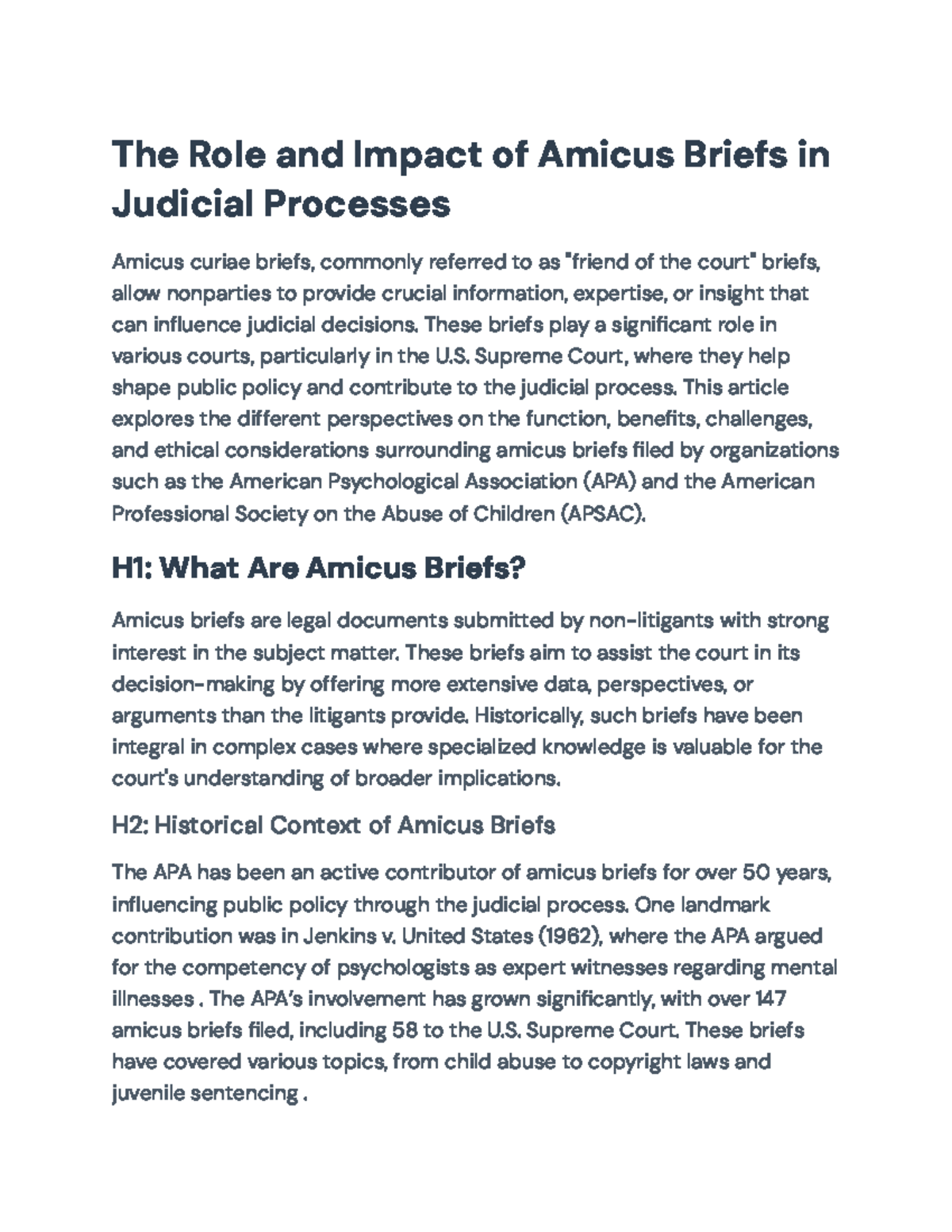 The Role and Impact of Amicus Briefs in Judicial Processes - The Role ...