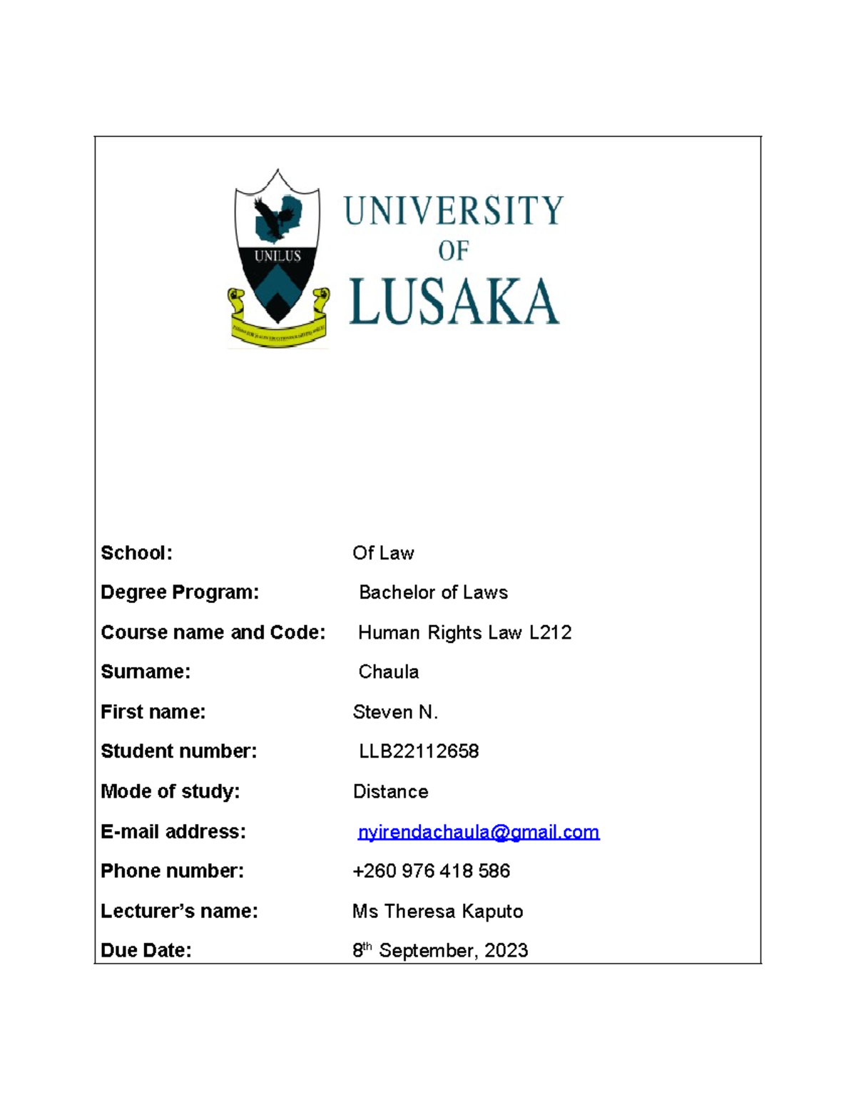 Human Rights Law L: Assignment on Derogation in Emergencies - Studocu