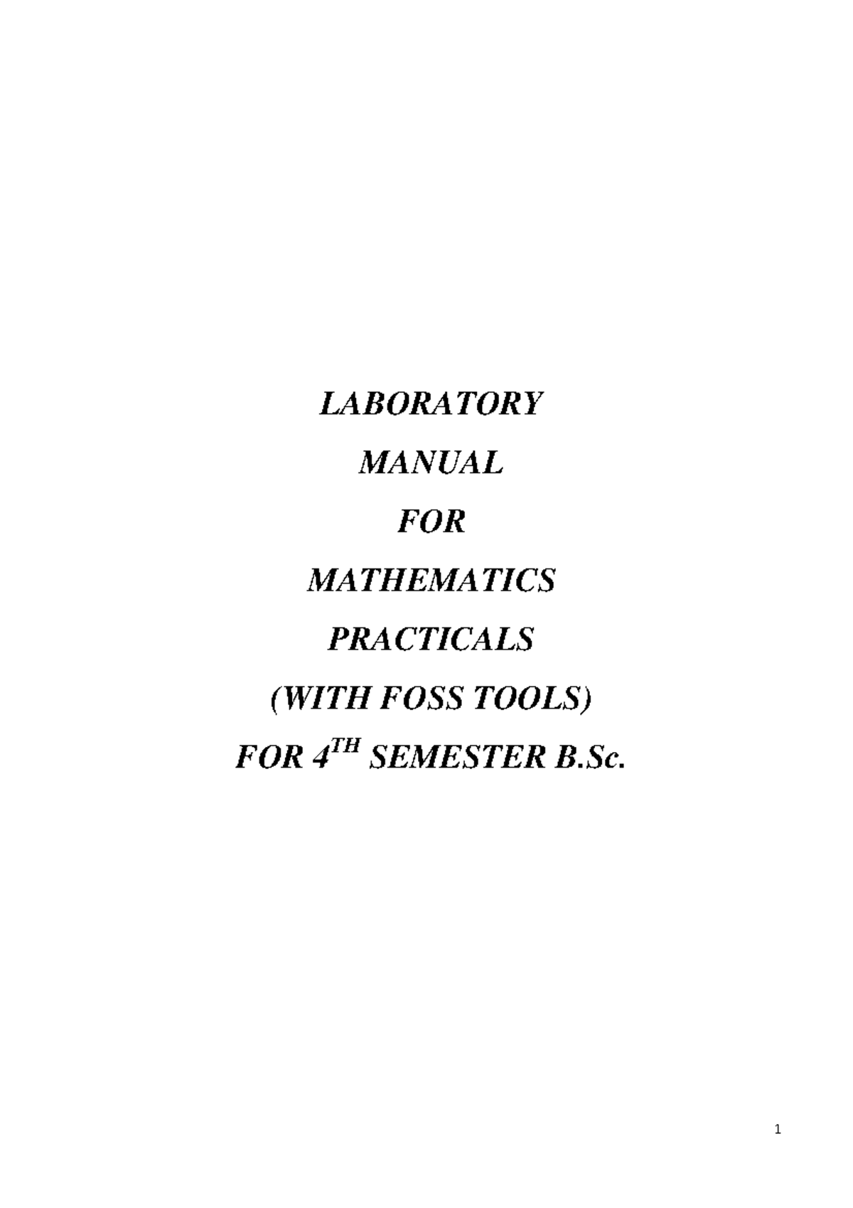 4th Sem B.Sc. Lab Manual for Mathematics Practicals using SCILAB - Studocu