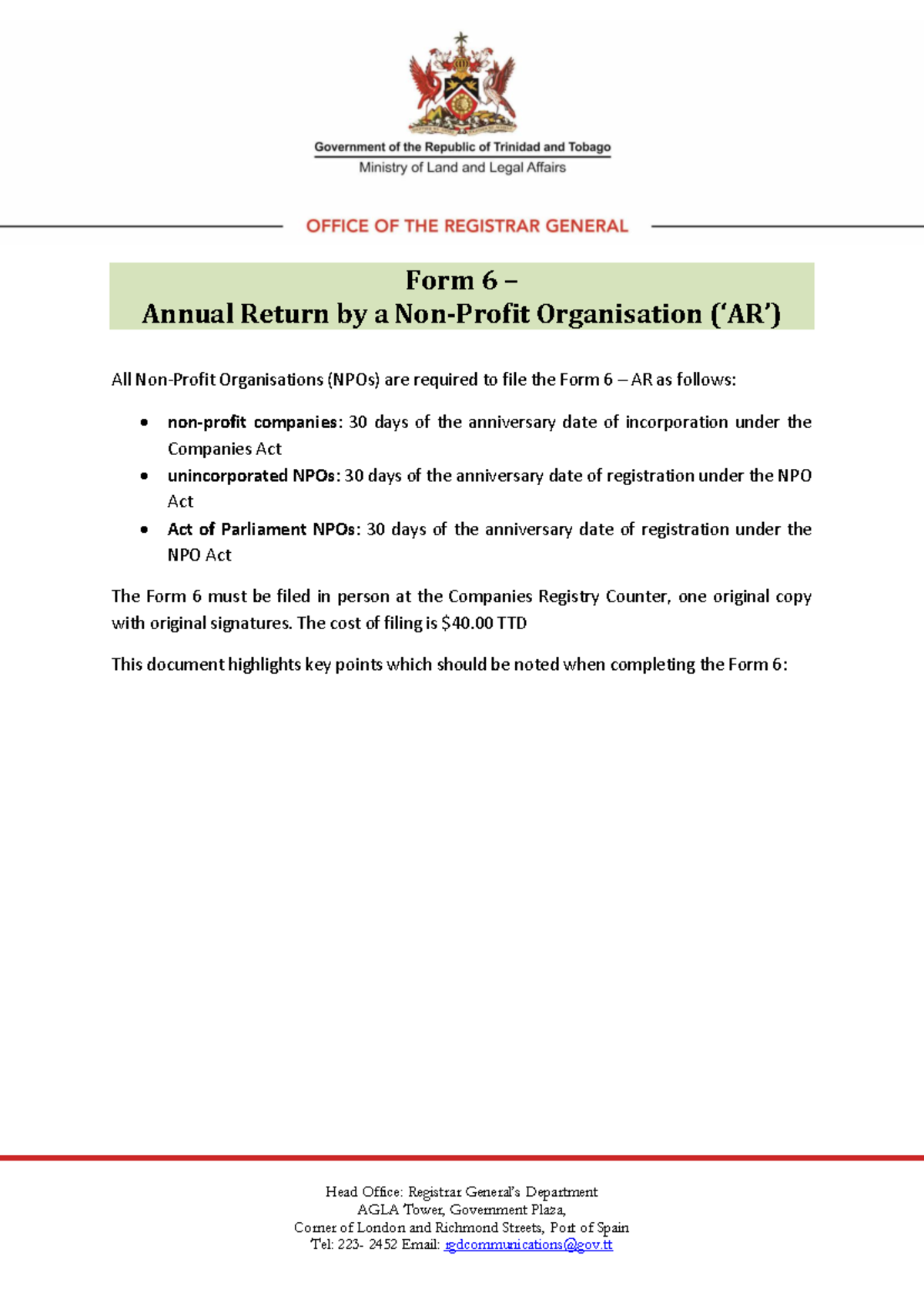 Guide to Completing Form 6 Annual Return for NPOs - Studocu