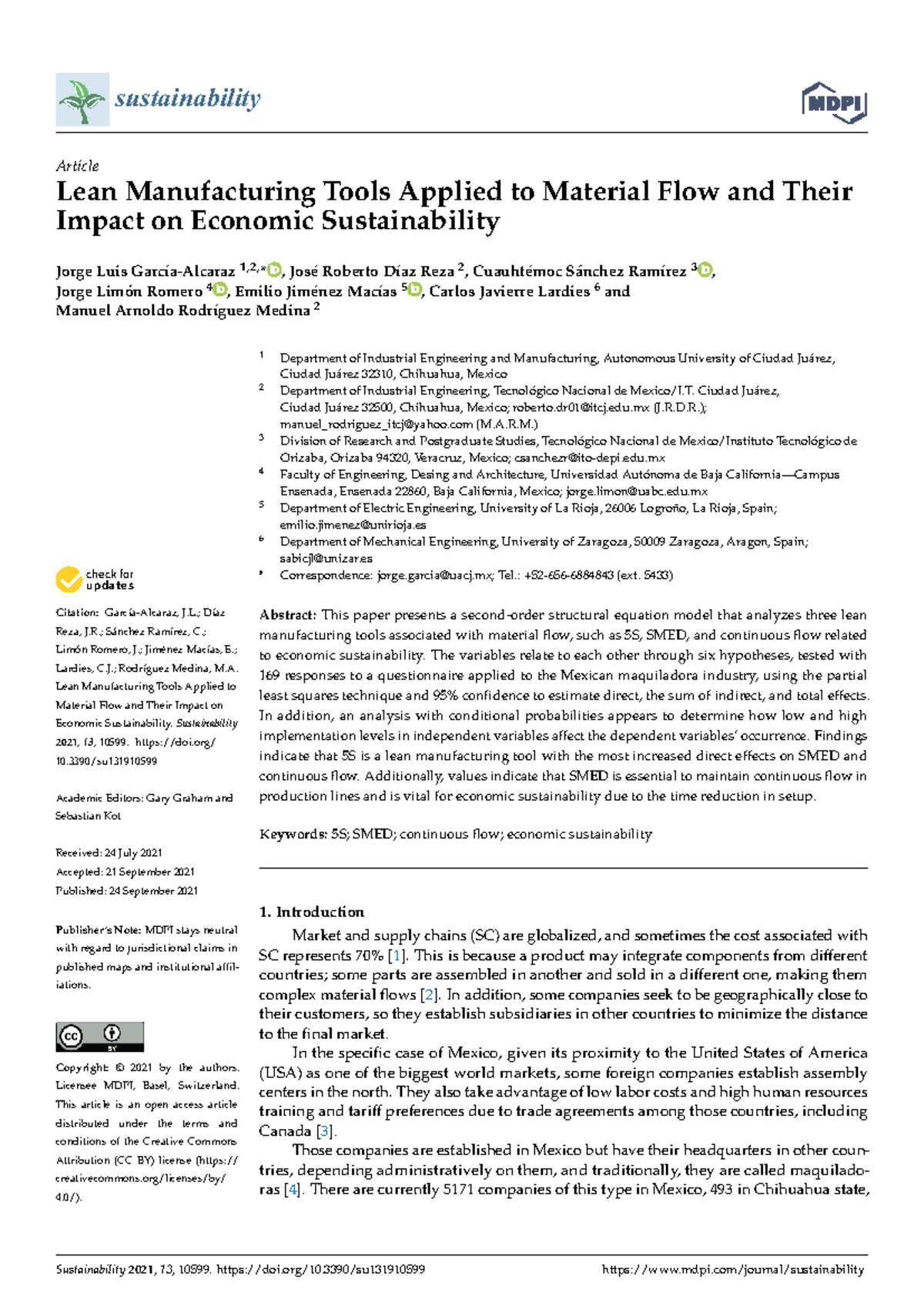 Lean Manufacturing Tools and Economic Sustainability in Maquiladoras ...
