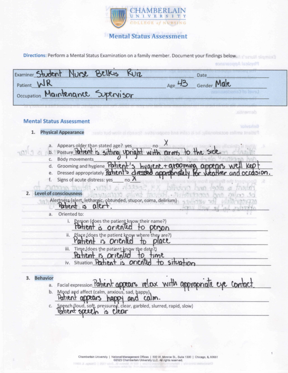 NR 302 Week 2 Focused Reading & Critical Points Worksheet