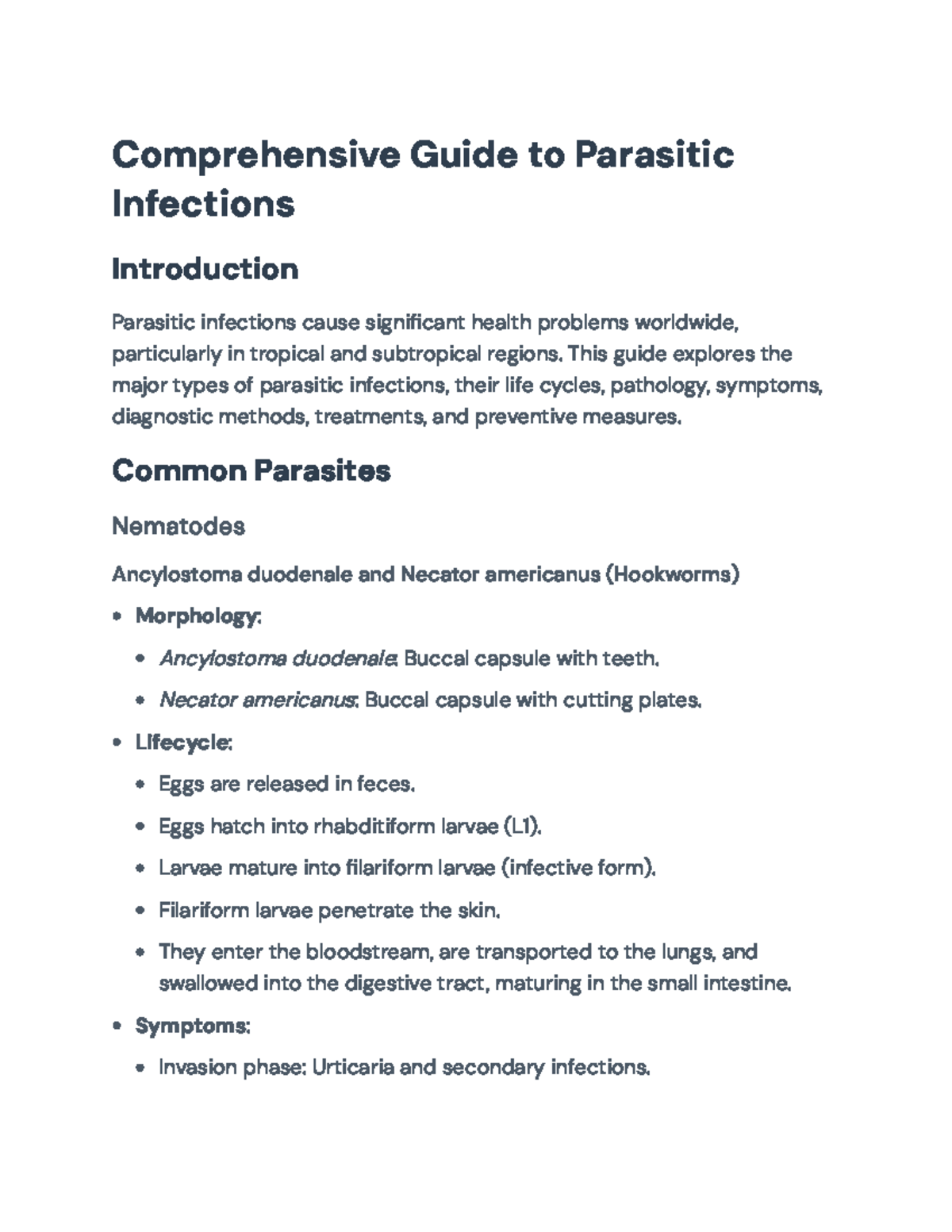 Comprehensive Guide to Parasitic Infections: Types, Symptoms ...