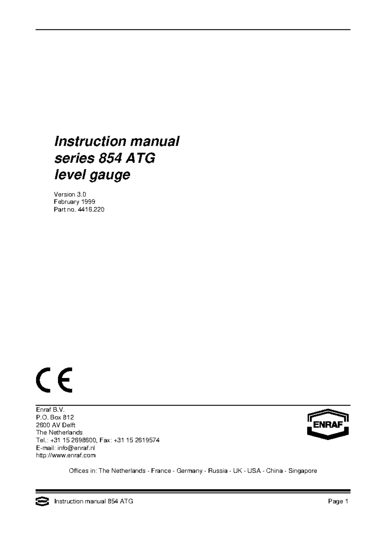 220 V30 - Instruction Manual for 854 ATG Level Gauge Version 3.0 ...