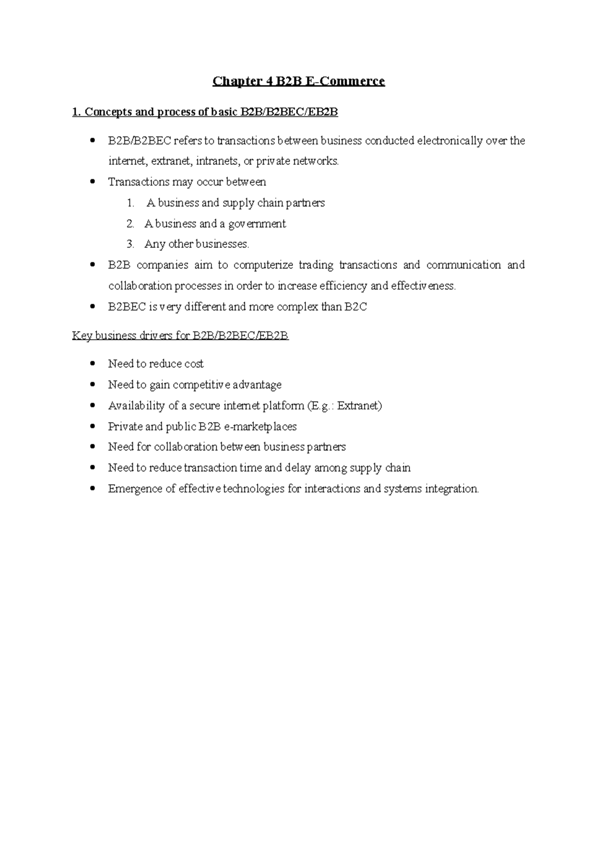Chapter 4 - B2B E-Commerce: Concepts, Drivers, and Transaction Models ...