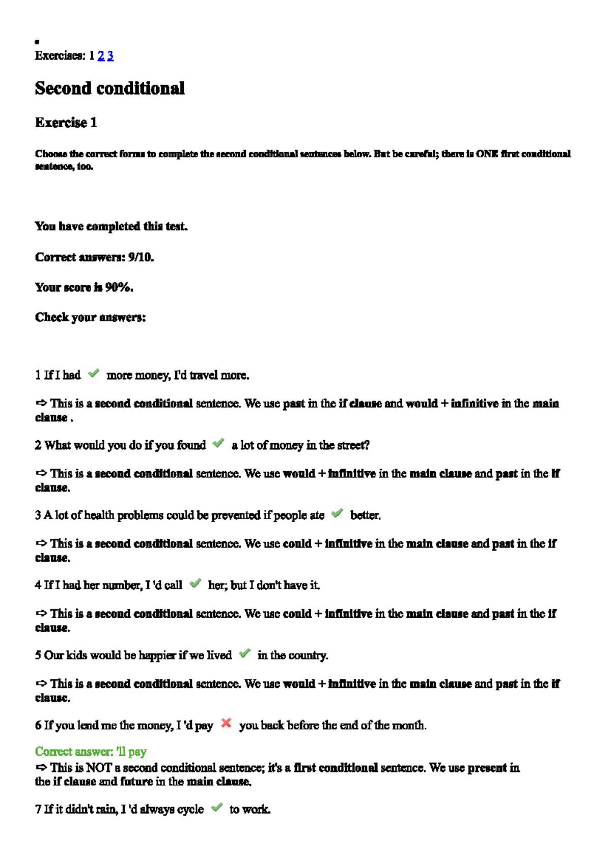Exercise sunday basic 11 -second conditional - Exercises: 123 Second ...