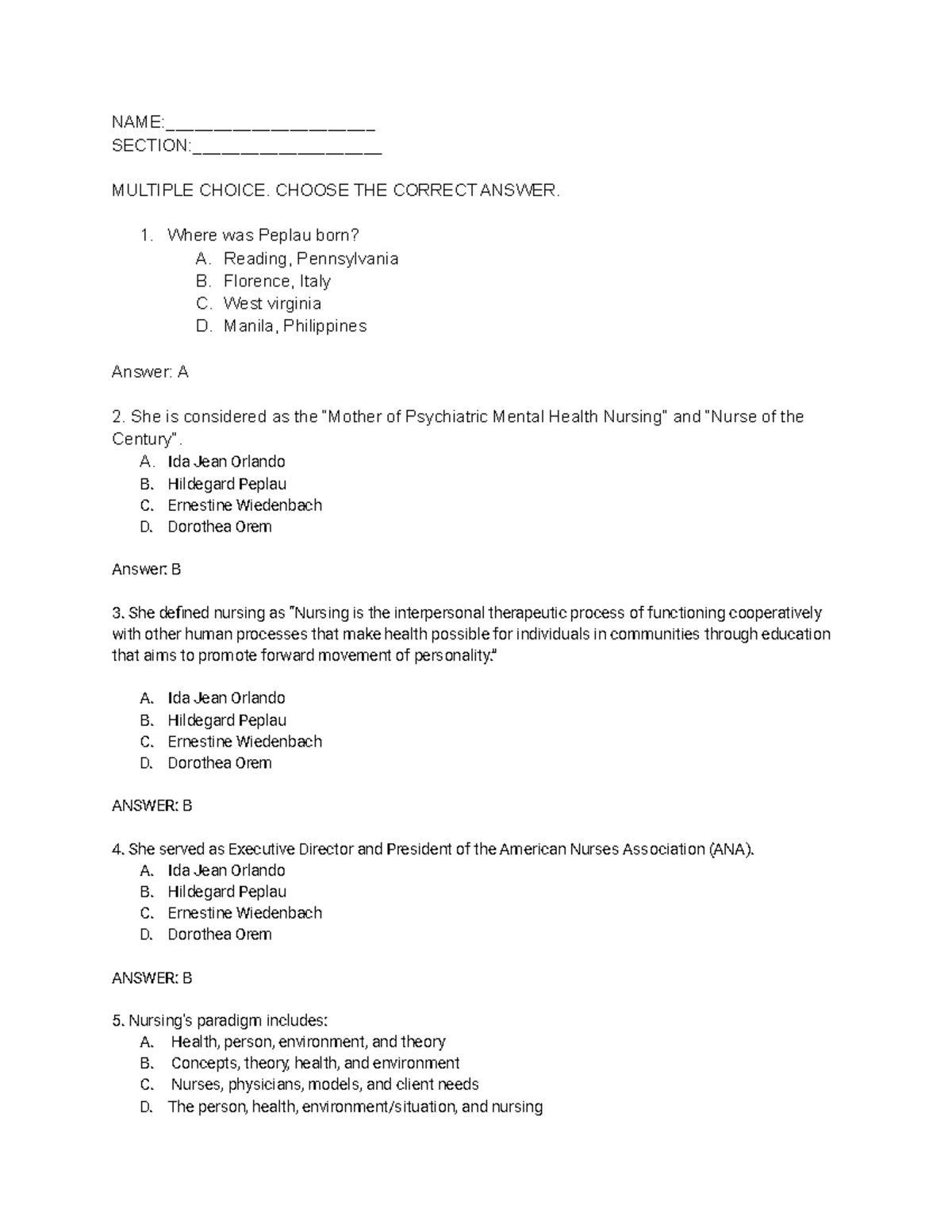 Answer KEY-1 - NAME:______________________ SECTION ...
