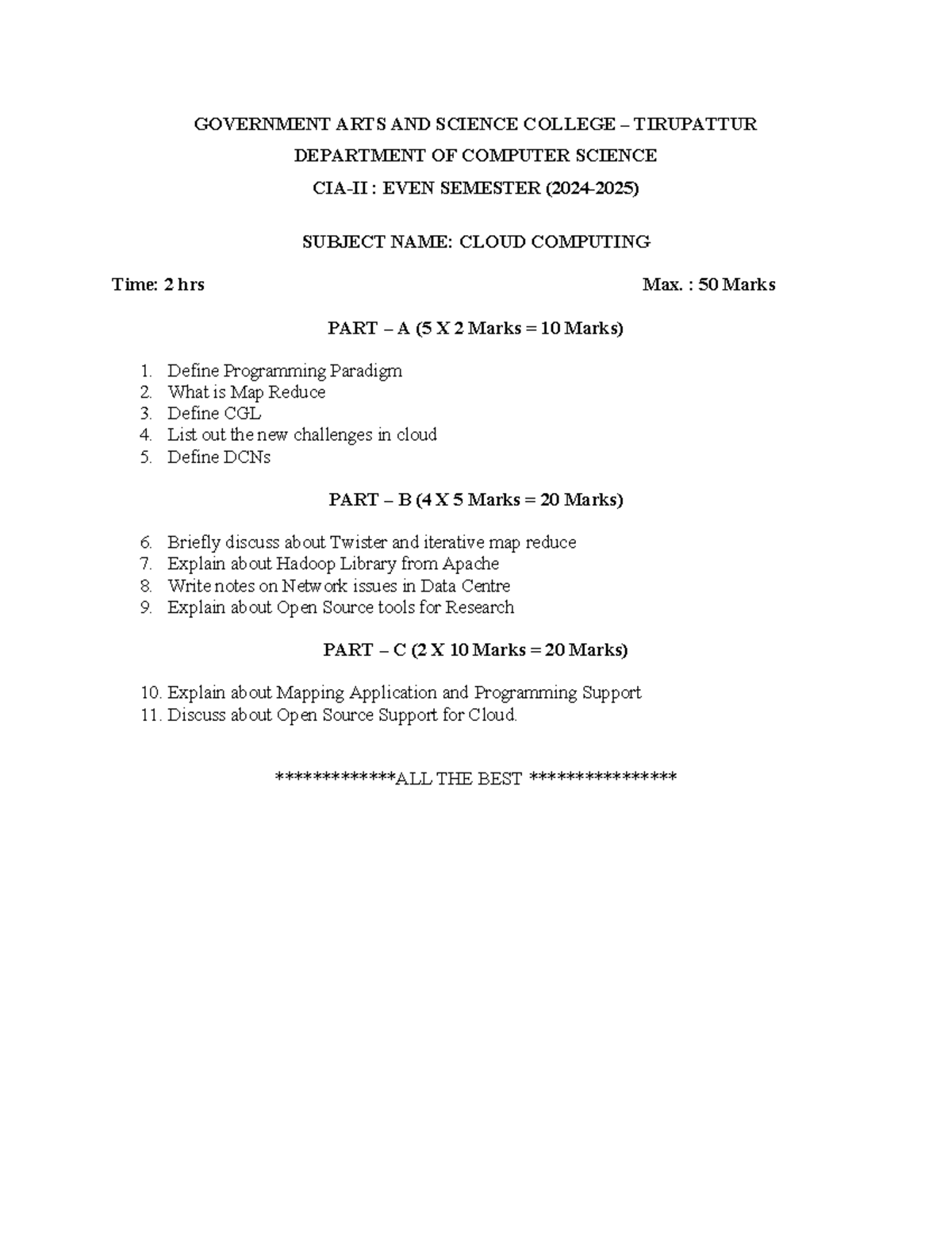 II CA CC - Cloud Computing Exam Questions and Notes - Studocu