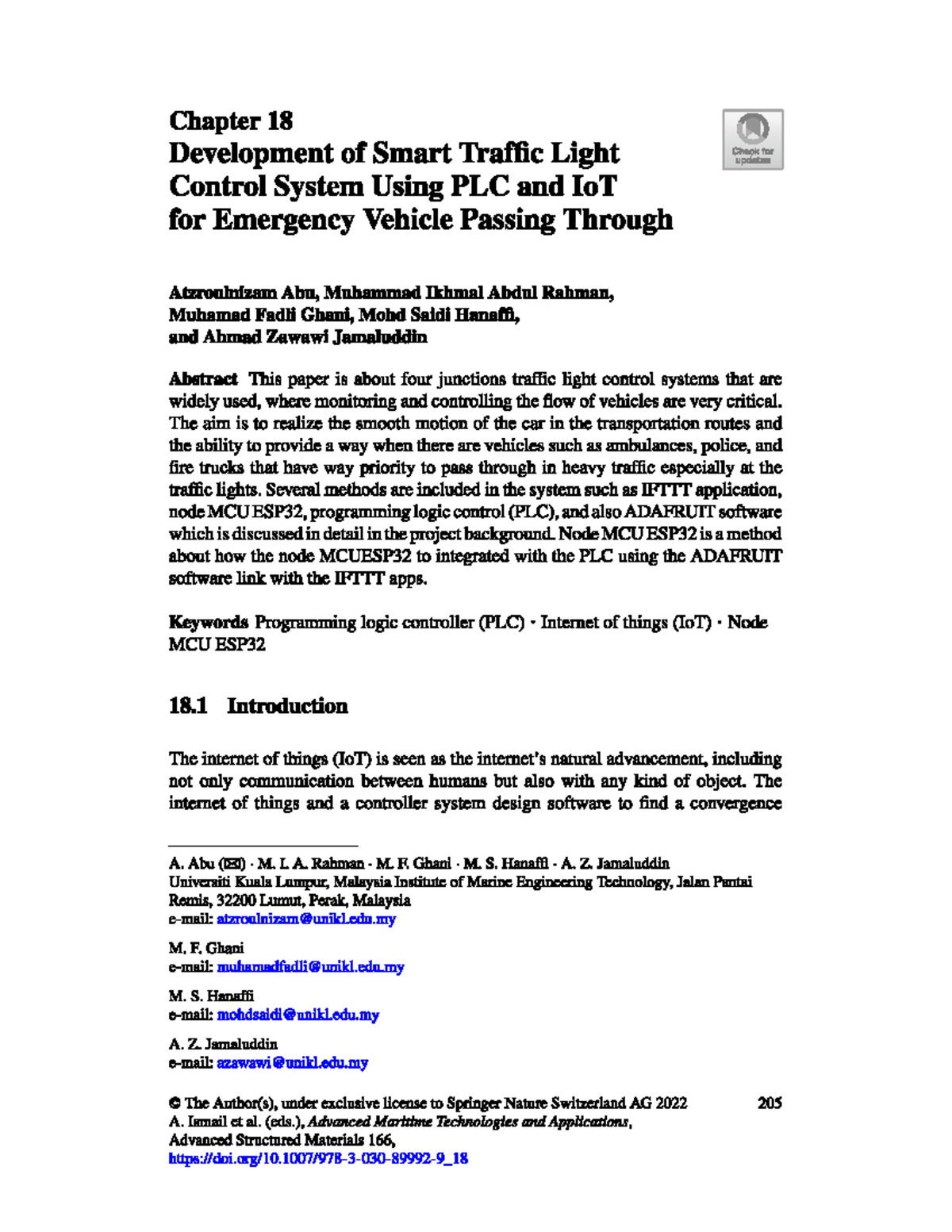 Smart Traffic Light Control for Emergency Vehicles Using PLC & IoT ...