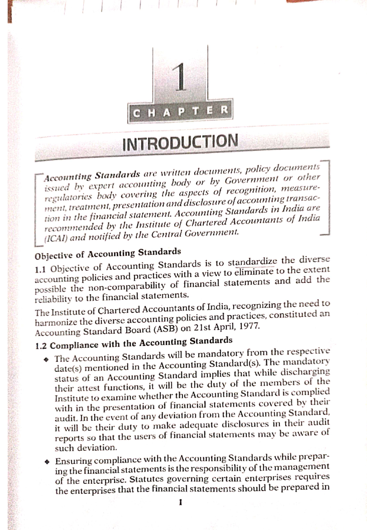 Chapter 1 - Accounting Standards Overview - FR Notes - Studocu