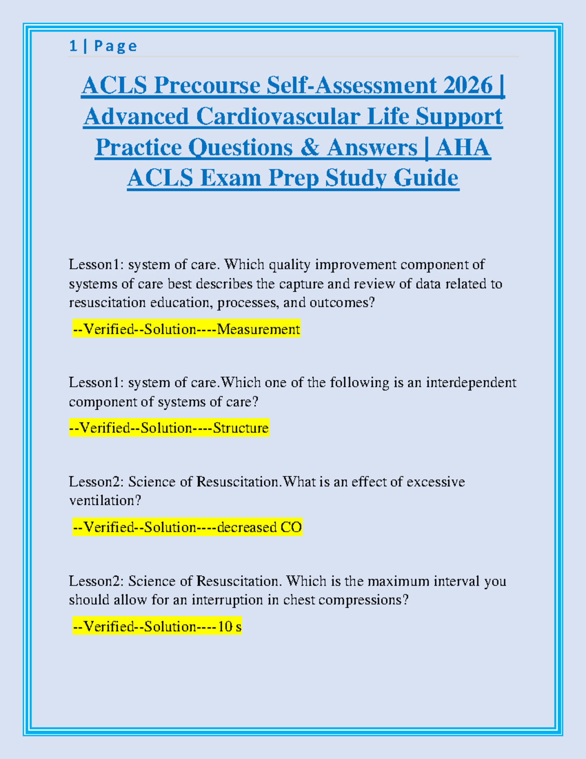 ACLS Precourse 2026: Advanced Cardiovascular Life Support Study Guide ...