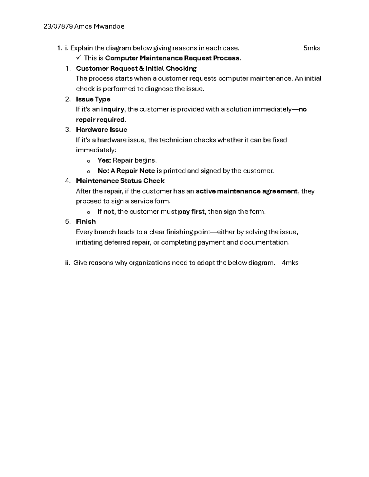 CAT 1 PCSM - Computer Maintenance Request Process Summary and Analysis ...