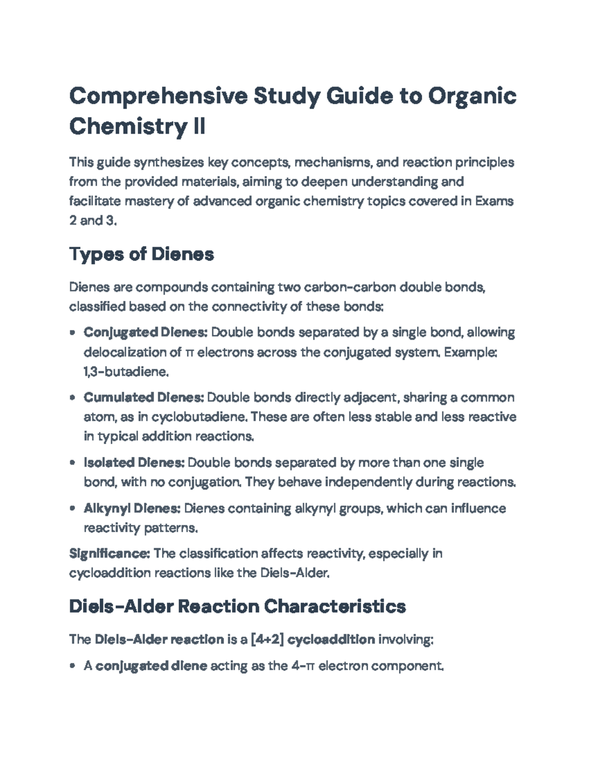 Comprehensive Study Guide for Organic Chemistry II: Key Concepts for ...