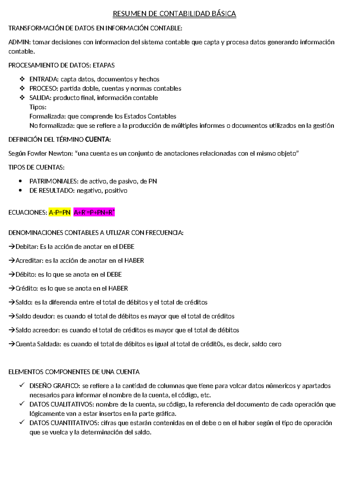 Resumen de Contabilidad Básica: Transformación de Datos en Información ...