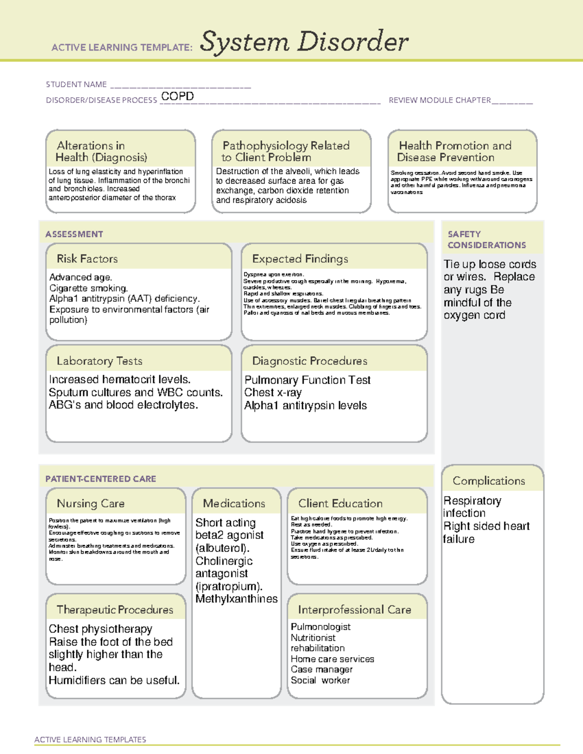 COPD Review Module: Active Learning Template (ATI) - Studocu