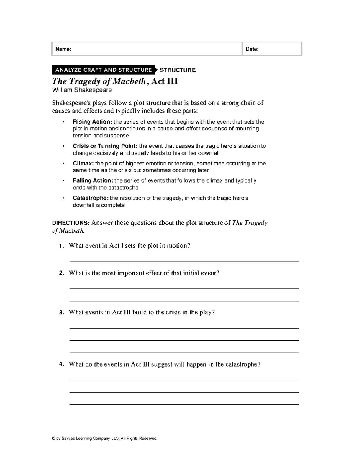 LIT17 ANC G12U3 Macbeth Act III Plot Structure Analysis - Studocu