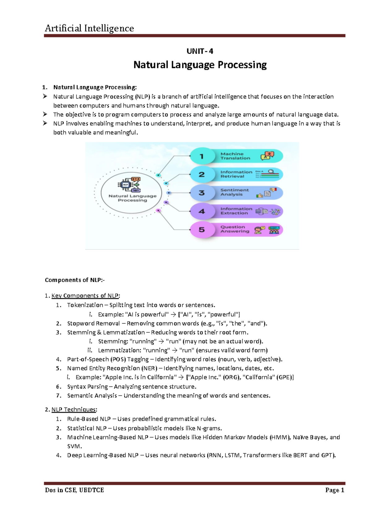 4th Unit(AI) - It's a artificial intelligence notes - UNIT- 4 Natural ...