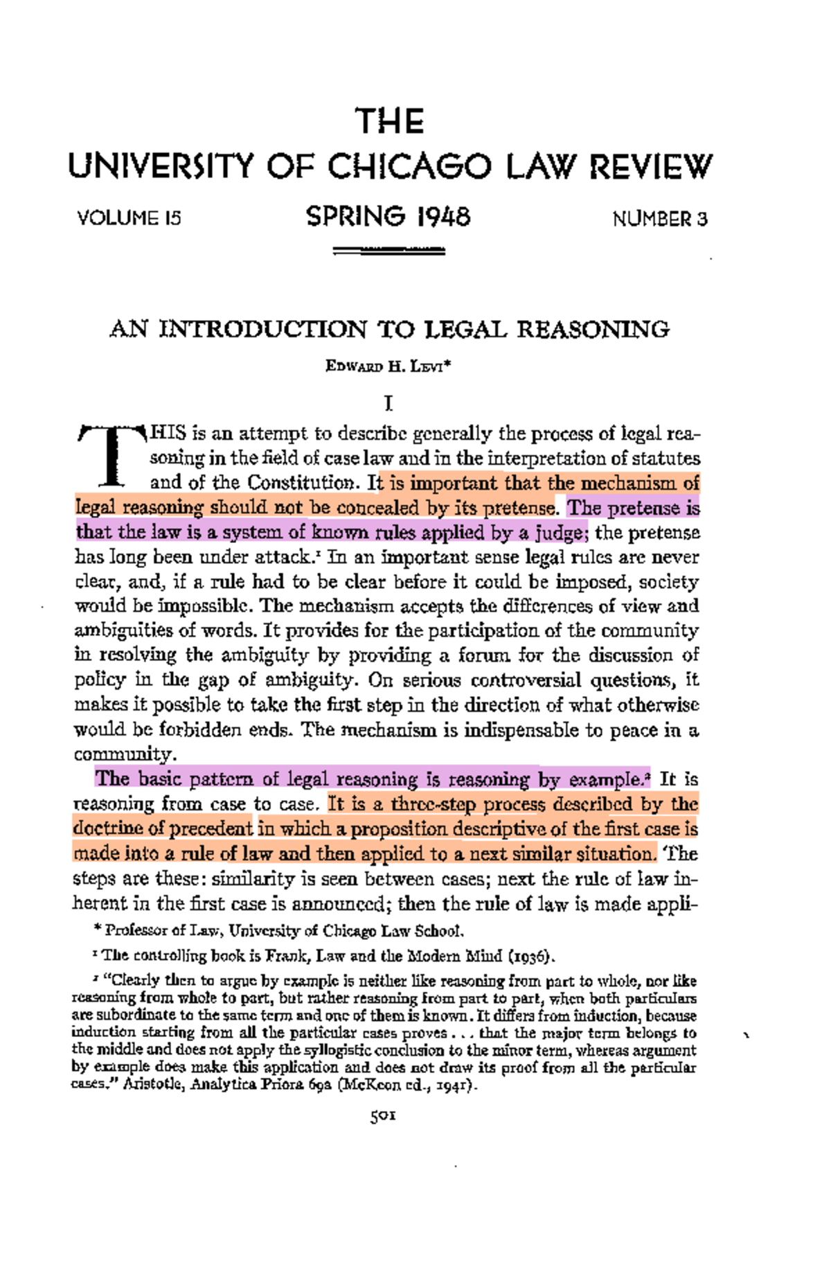 An Introduction to Legal Reasoning - UChicago Law Review Vol. 15 ...