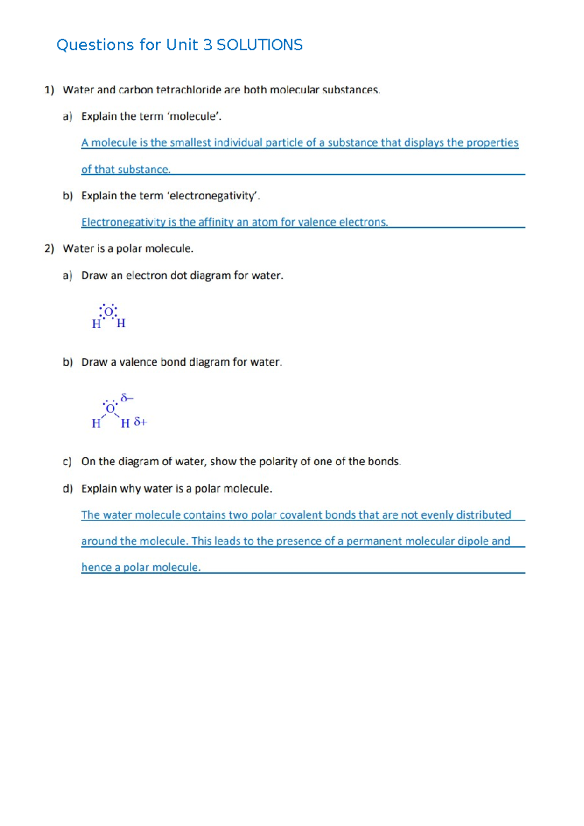Unit 3 Exam Prep: Questions & Solutions on Molecular Structures and ...
