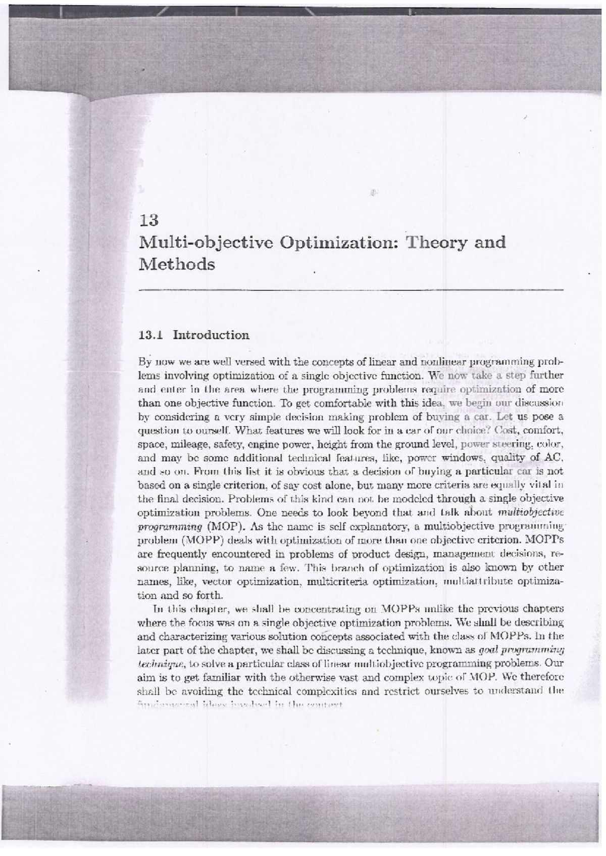 Multiobjective programming chapter - 13 Optimization: Theory and ...