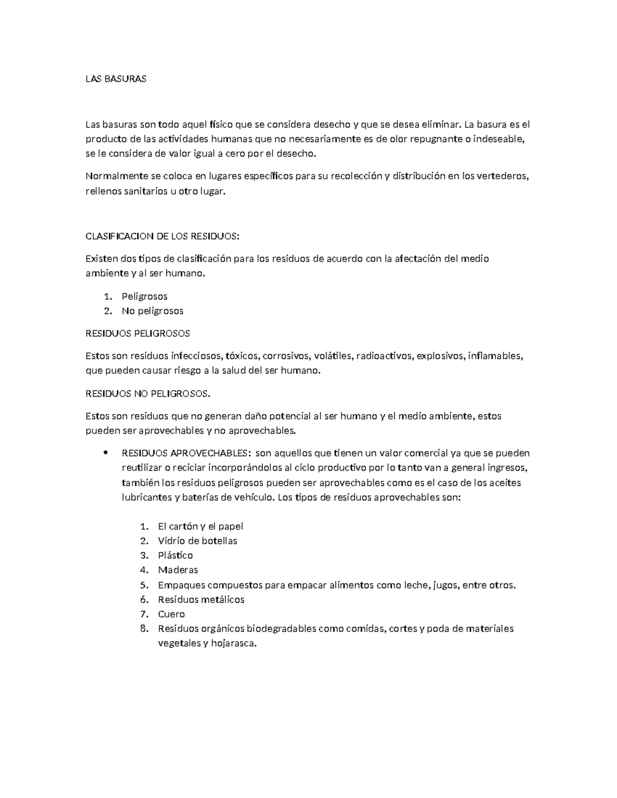 Gestión Sostenible de Residuos: Clasificación y Manejo Efectivo - Studocu