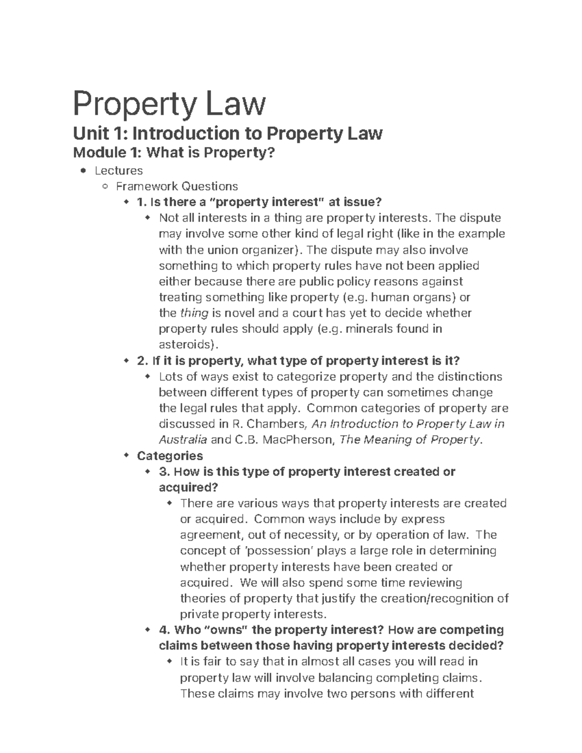 Property Law Notes - Hoehn's Class: Key Concepts & Theories in Law ...