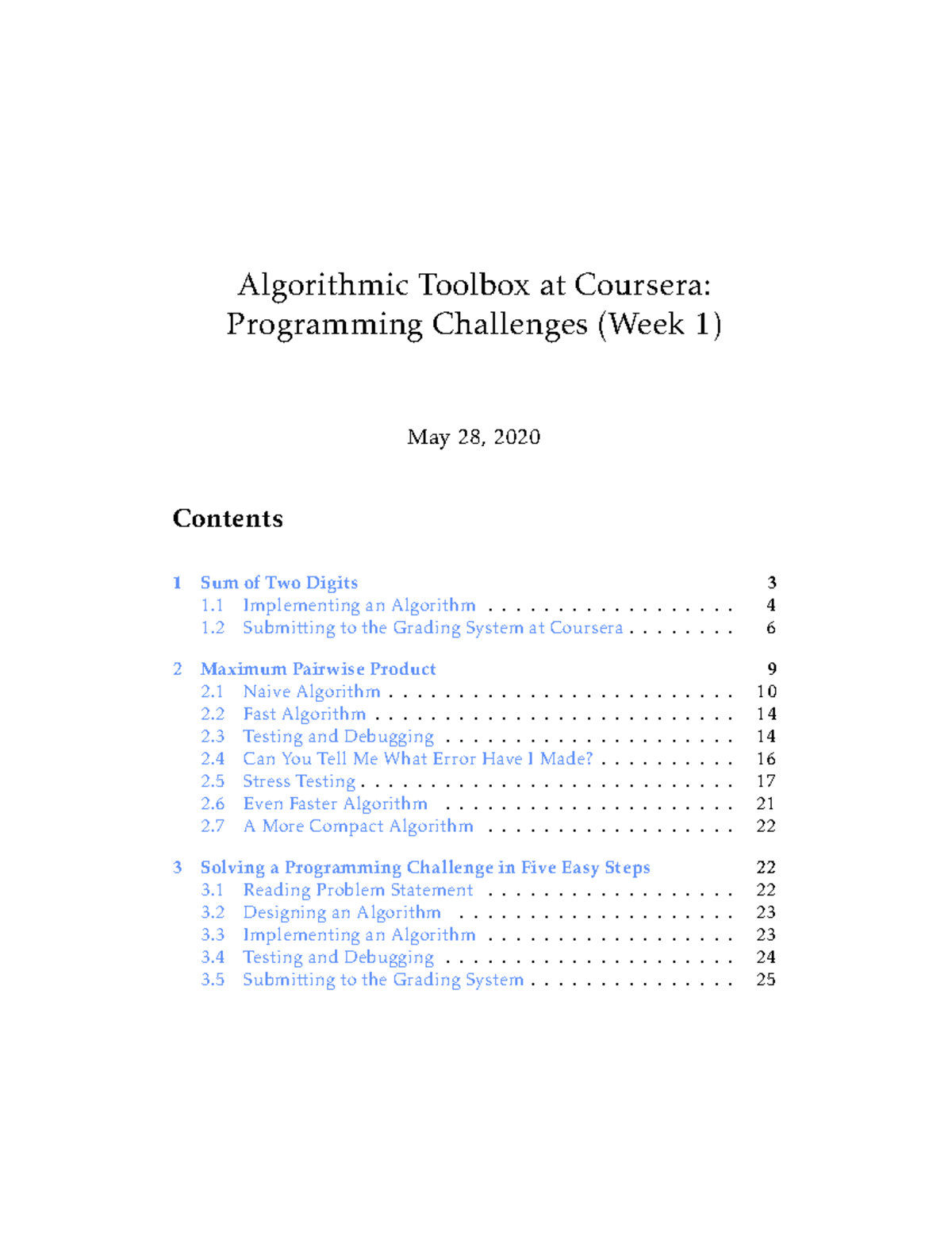 Programming Challenges: Solving Algorithmic Problems in Coursera - Studocu