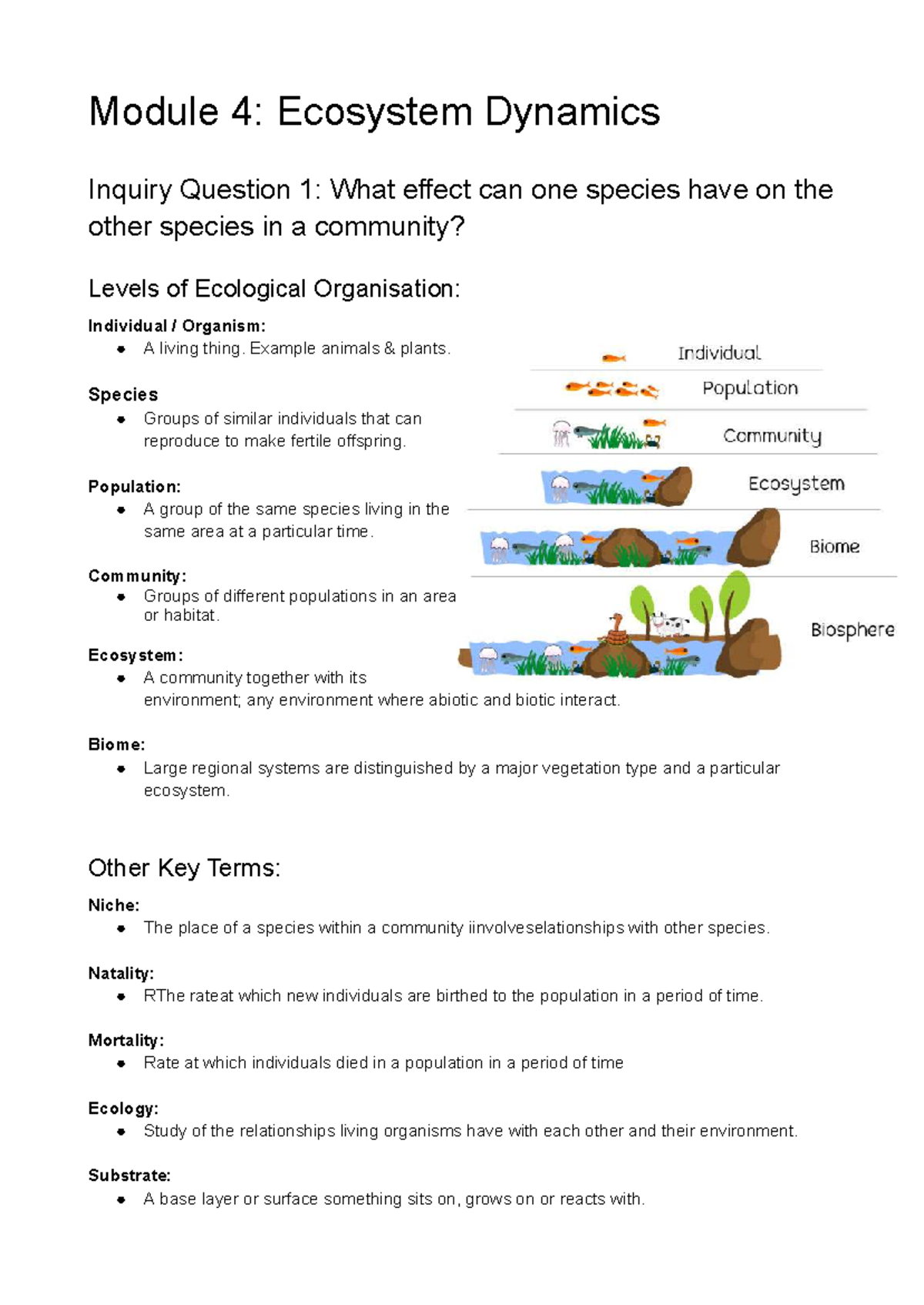 Module 4: Ecosystem Dynamics - Inquiry on Species Interactions and ...