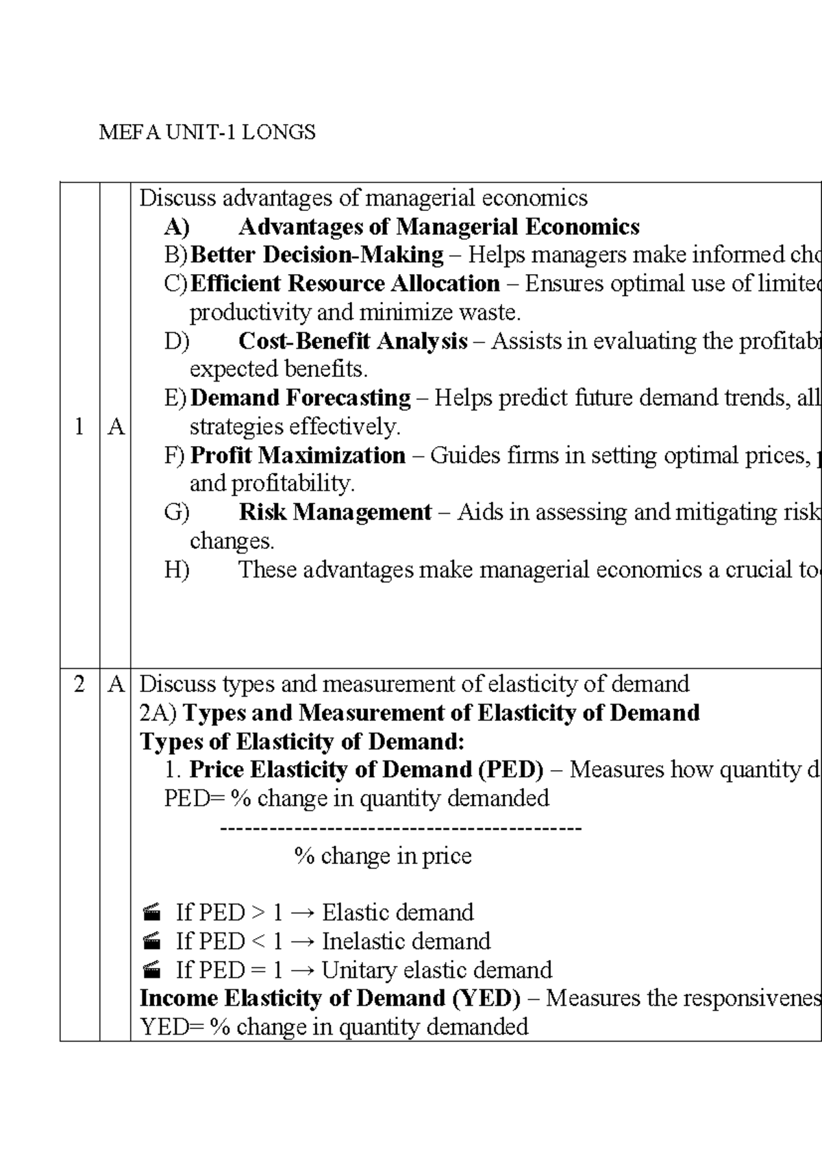 MEFA 1: Managerial Economics Overview and Key Concepts - Studocu