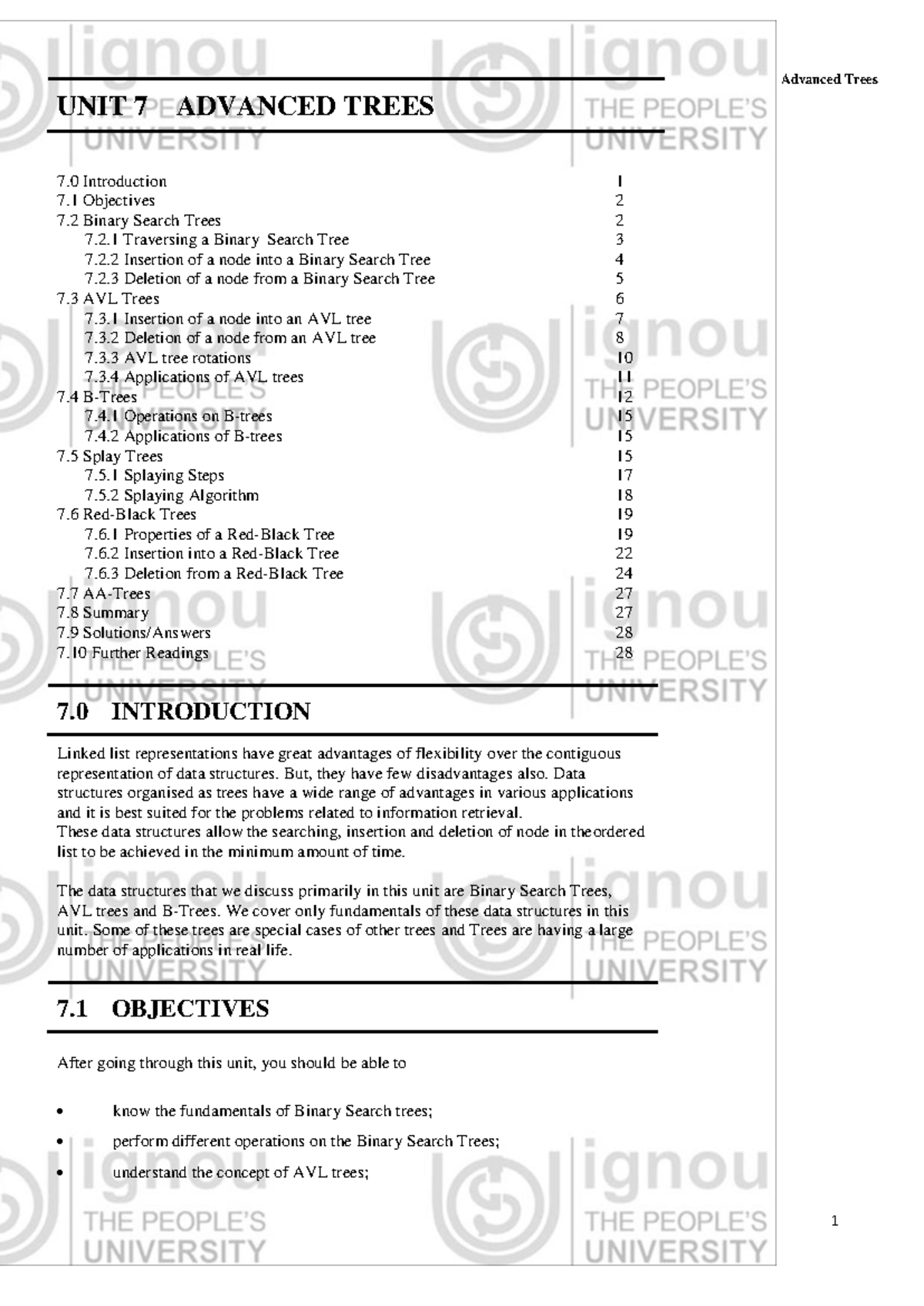 Unit 7 - Advanced Trees Overview for CSE Students - Studocu