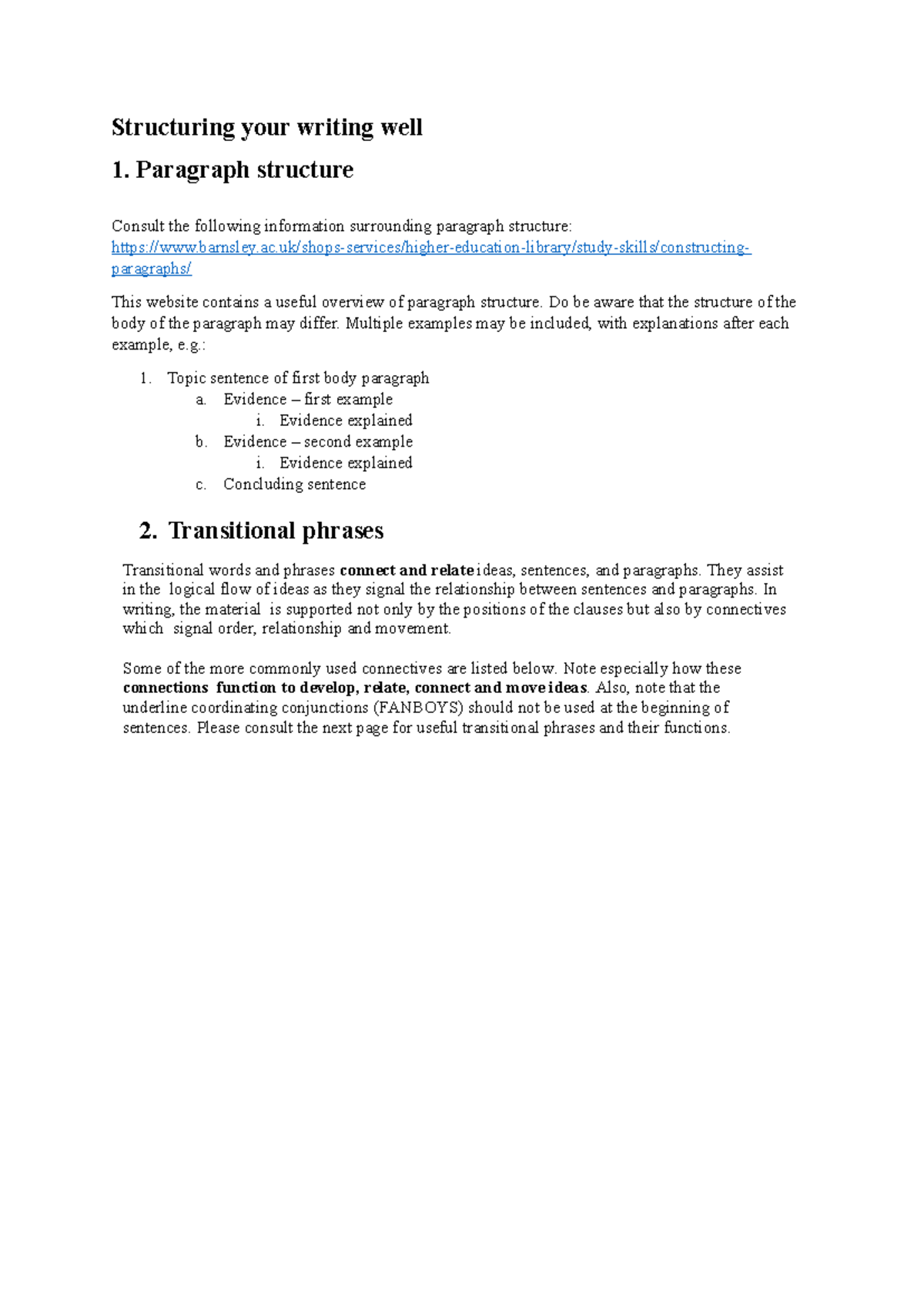 Structuring Your Writing Well: Paragraph & Transition Tips - Studeersnel