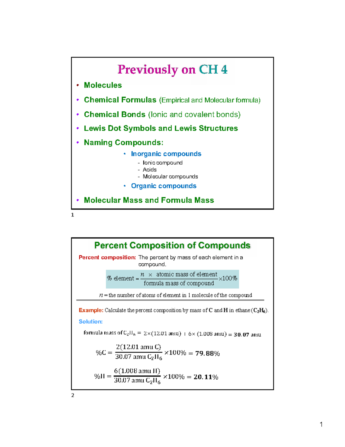 CH 4 Lecture Notes: Chemical Composition and Moles - Studocu