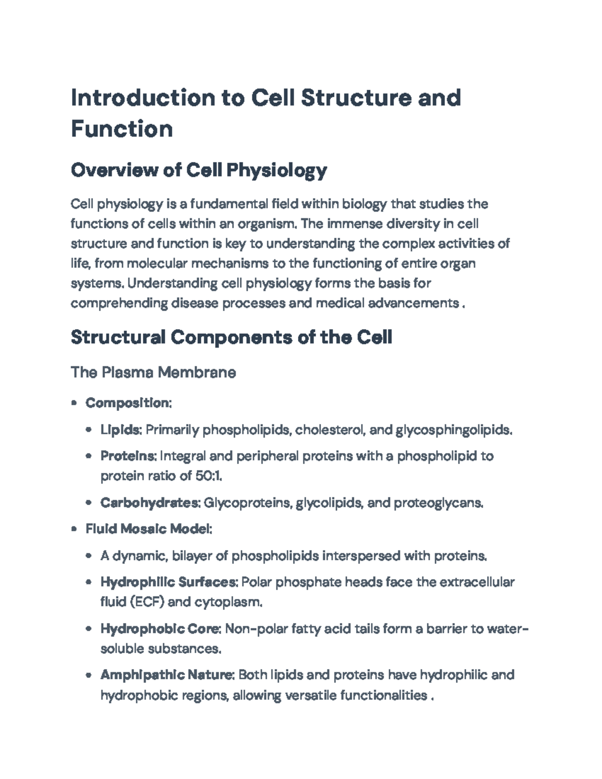 Introduction to Cell Structure and Function: A Guide for BIOL 101 ...