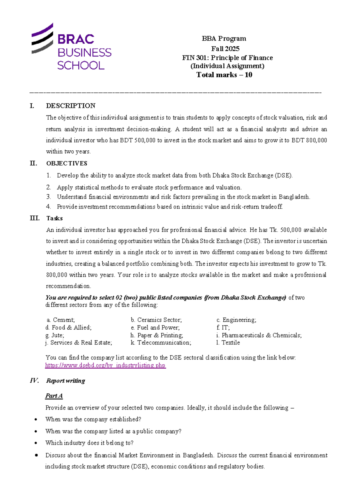 FIN 301 Individual Assignment: Stock Valuation & Investment Analysis ...