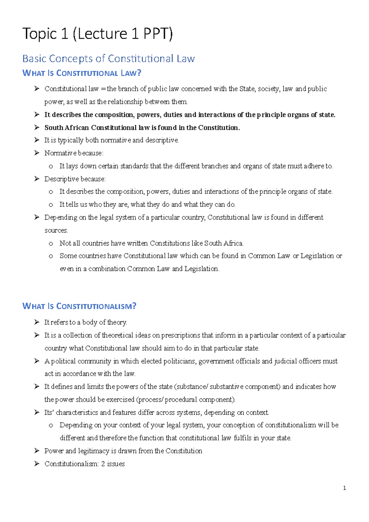 Lecture 1: Basic Concepts of Constitutional Law (Constitutionalism ...