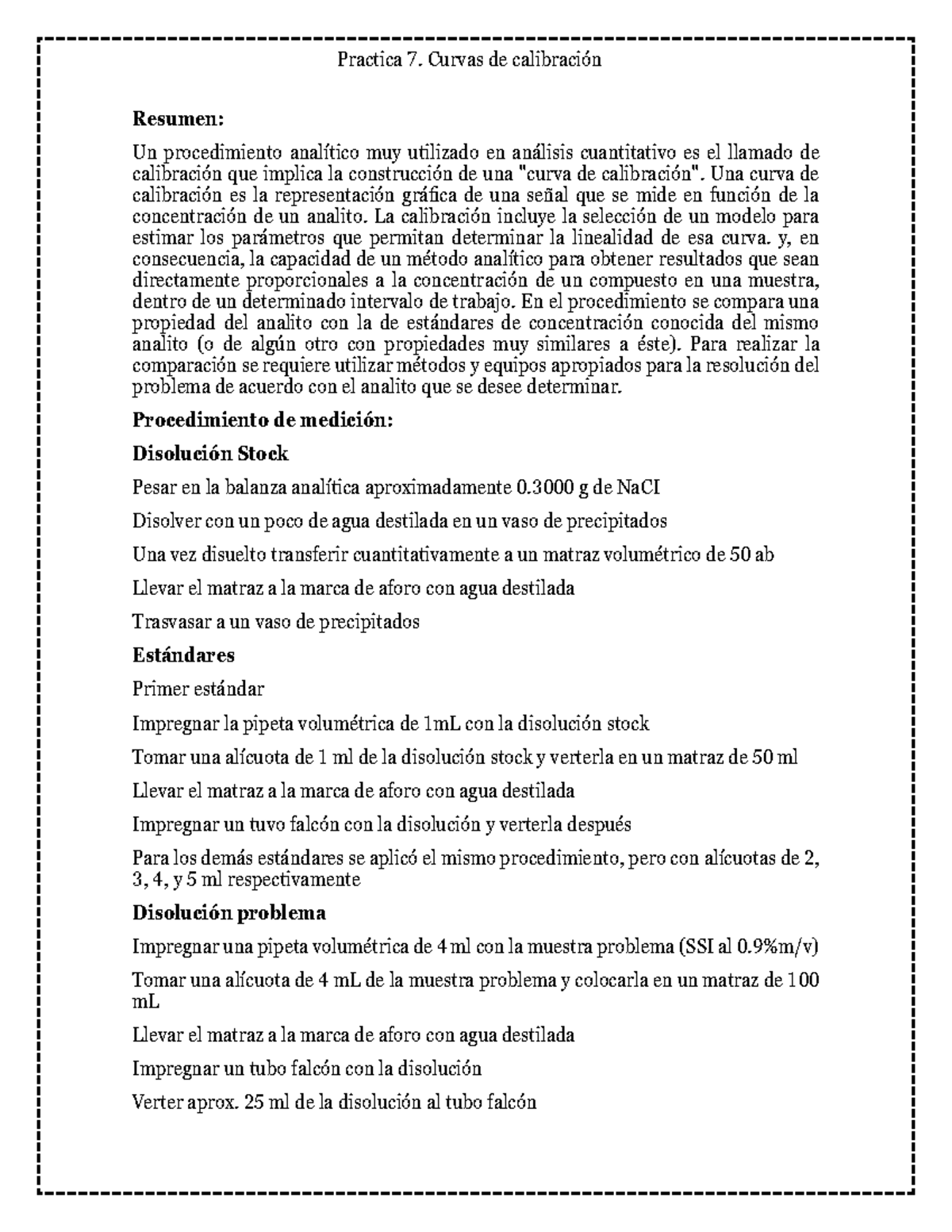 Práctica 7: Curvas de Calibración y Análisis de Conductividad - Studocu