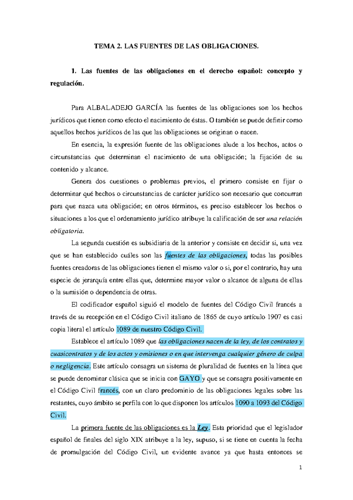 TEMA 2: Fuentes de las Obligaciones en el Derecho Español - Studocu