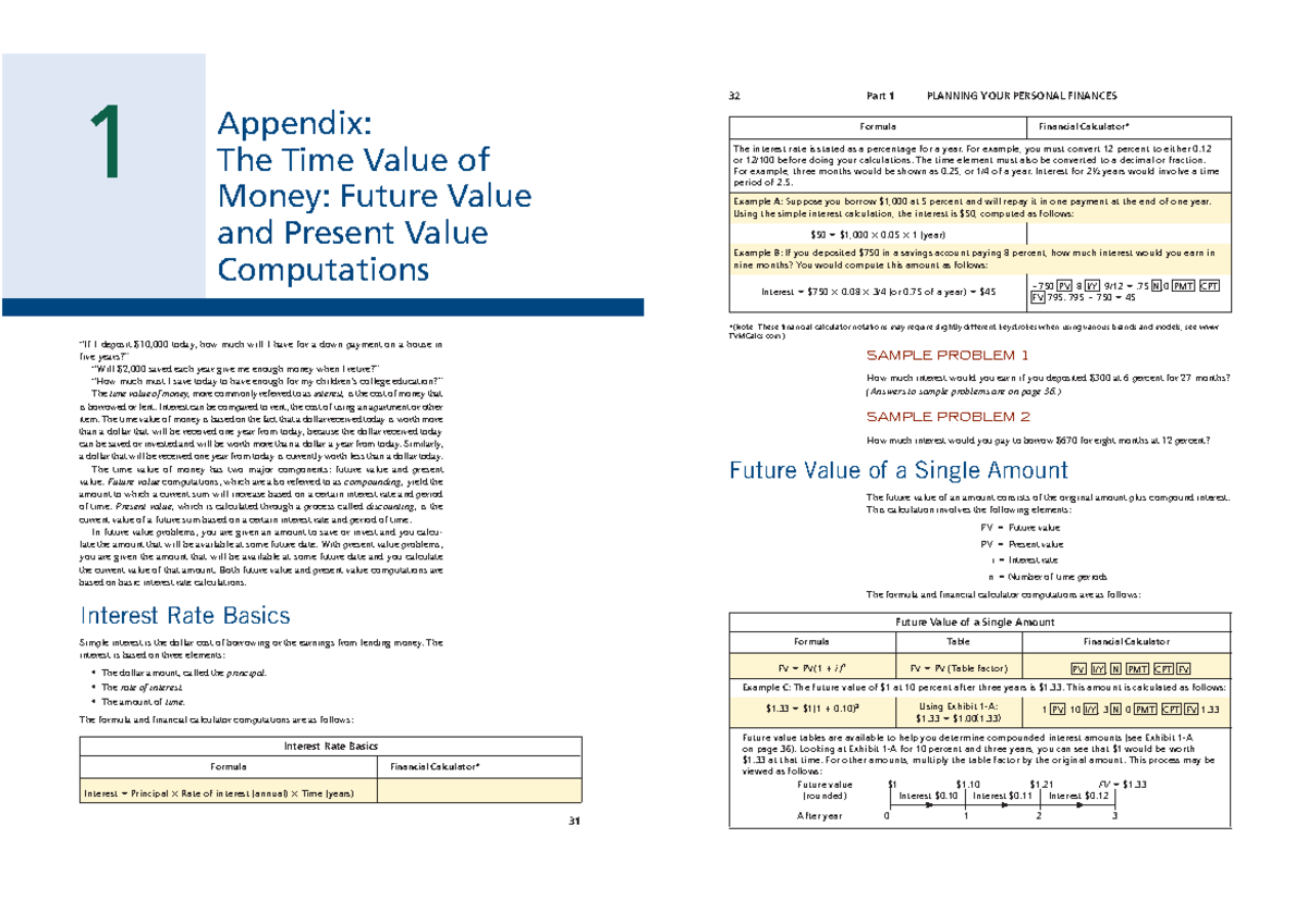 1 32 Appendix: Time Value of Money - Future & Present Value ...