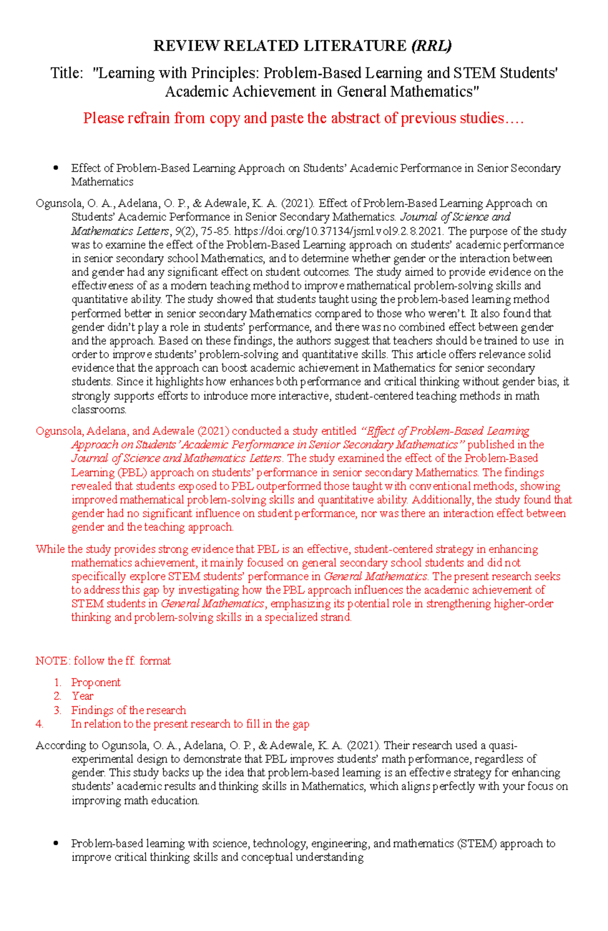 RRL: Principles of Learning & STEM Achievement in General Math - Studocu