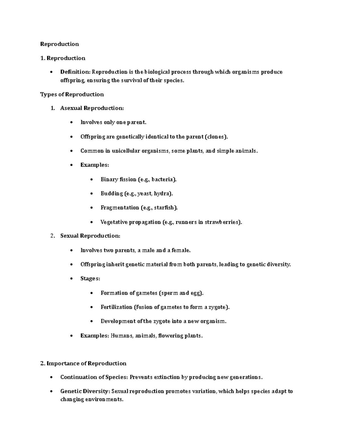 Reproduction-Notes - earth and life science notes - Reproduction ...