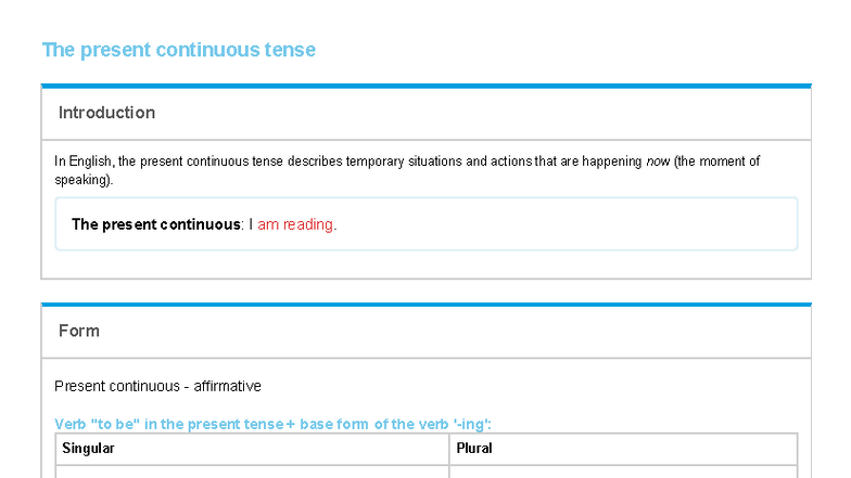 Connect-6: Present Continuous Tense Overview and Usage - Studocu