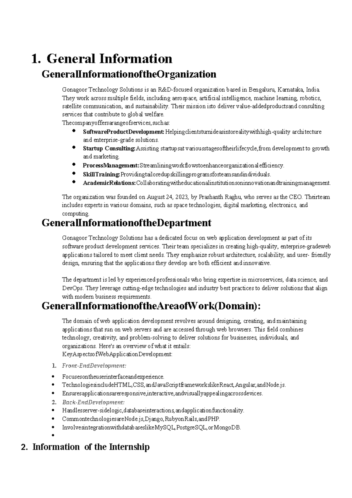 Internship Report - Web App Development at Gonagoor Tech Solutions ...