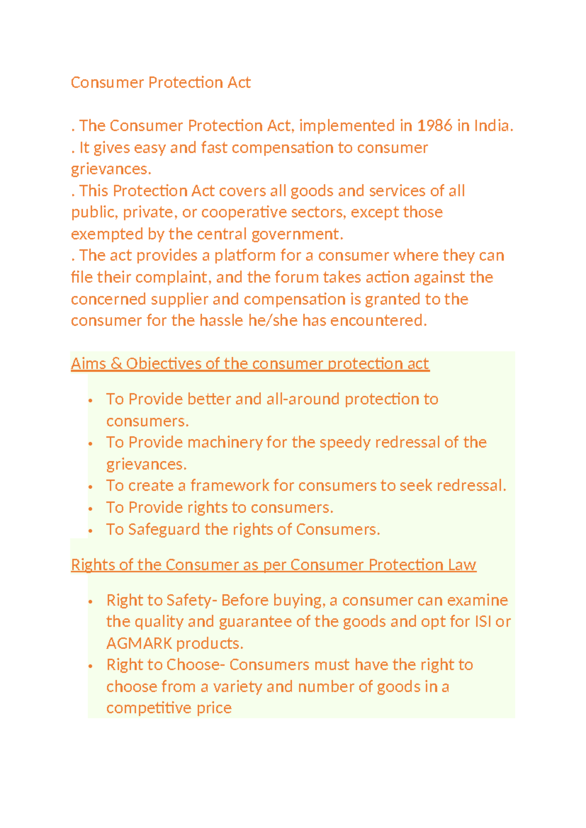 Consumer Protection Act: Key Provisions and Consumer Rights Overview ...