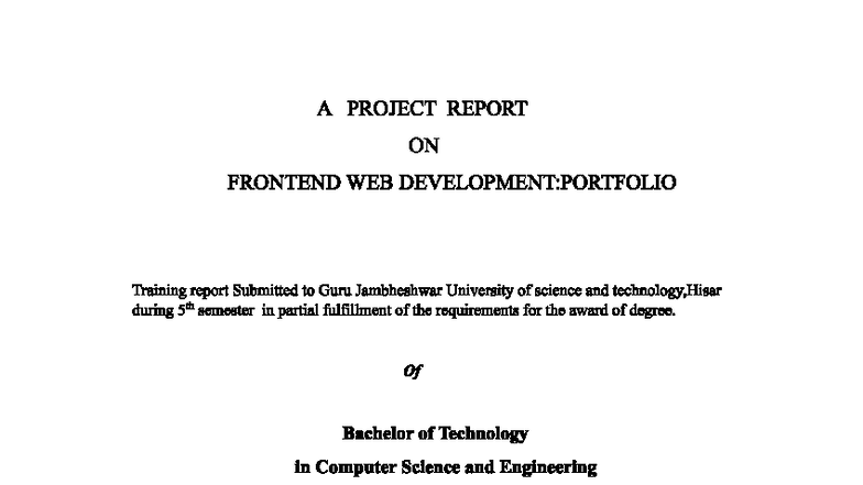 Final Project Report on Frontend Web Development (CSE 5th Sem) - Studocu